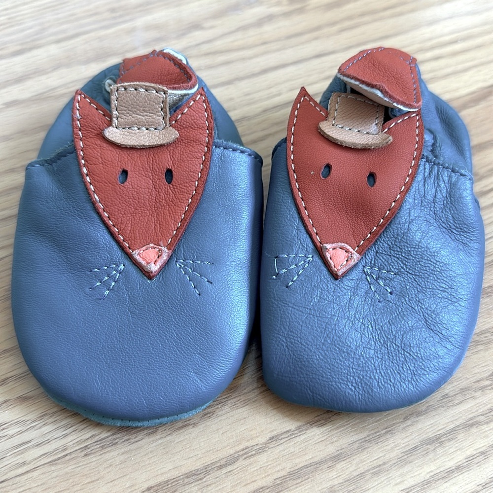 Leather Baby Slippers. Size 6-12 months